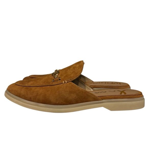 Sam Edelman Kira Bit Brown Leather Suede Mule Loafers with Gold Accent 9.5M - Picture 3 of 10